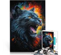 Puzzle da 1000 pezzi per adolescenti Il ruggito del gatto nero Giocattolo educativo per l'apprendimento per la decorazione della casa 70x100cm