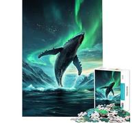 Puzzle da 1000 pezzi per adolescenti Il salto della balena sotto l'aurora boreale gioco rompicapo regalo di compleanno compleanno e Natale (dimensioni 38x26cm)