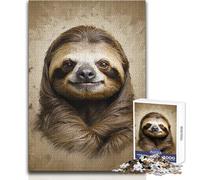 Puzzle da 1000 pezzi per adolescenti Il sorriso furbo di un bradipo da vicino Bellissimo gioco di design Migliora la memoria Regalo per compleanni Dimensioni: 50x75cm