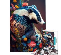 Puzzle da 1000 pezzi per adolescenti "Il tasso attento" Puzzle per ragazzi Giochi rilassanti Corsa di velocità manuale per compleanno Natale (Dimensioni 38x26cm)