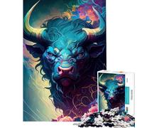 Puzzle da 1000 pezzi per adolescenti "Il Toro Blu Arrabbiato" - Difficile e stimolante - Decorazione per la casa - Gioco rompicapo - Adatto a persone dai 14 anni in su (38x52cm)