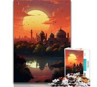 Puzzle da 1000 pezzi per adolescenti Il tramonto sulla città con alberi 1000 pezzi per adulti, antistress, sfida difficile, regali di Babbo Natale segreto (dimensioni 38x26cm)