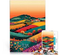 Puzzle da 1000 pezzi per adolescenti Illustrazione artistica minimalista di un tramonto sulle colline italiane Difficile e sfidante Regalo divertente 70x100cm