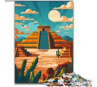 Puzzle da 1000 pezzi per adolescenti,illustrazione della piramide azteca di Teotihuacan,aiuta il cervello a esercitare i giocattoli avvincenti per coltivare la pazienza e migliorare la memoria,26x38cm