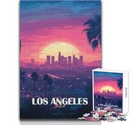 Puzzle da 1000 pezzi per adolescenti, illustrazione dello skyline del tramonto di Los Angeles, bellissimo gioco di design, sfida difficile, giocattoli antistress, dimensioni 38x26cm