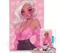 Puzzle da 1000 pezzi per adolescenti illustrazione di moda rosa giochi rilassanti sfida impegnativa collezione d'artista belle arti 38x26cm