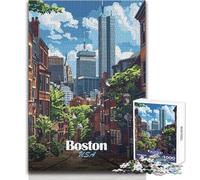 Puzzle da 1000 pezzi per adolescenti, illustrazione di paesaggio urbano di Boston, USA, giocattoli, giochi educativi, regalo di compleanno, regali di Babbo Natale segreto, dimensioni 50x75cm
