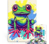 Puzzle da 1000 pezzi per adolescenti Illustrazione di rana colorata Analisi e logica Decorazione murale Regali unici per compleanno e Natale 38x26cm