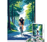 Puzzle da 1000 pezzi per adolescenti illustrazione di un ciclista nella foresta giocattoli fai da te opera d'arte regalo gioco educativo collezione di artisti belle arti (dimensioni 50x75cm)