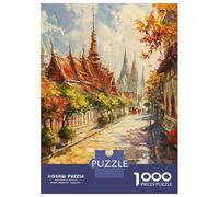 Puzzle Da 1000 Pezzi Per Adolescenti Impressionistic Asian Temple Street Scene Painting Puzzle Per Adulti Giocattoli Fai Da Te Corsa Di Velocità Manuale Regali Unici Per Compleanno E Natale 70x50cm/10