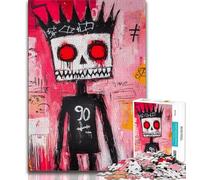 Puzzle da 1000 pezzi per adolescenti in stile Basquiat Skeleton King 1000 pezzi per adulti regali presente e regalo per amanti o amici (26x38cm)