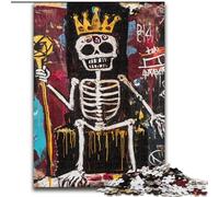 Puzzle da 1000 pezzi per adolescenti in stile Basquiat, teschio del re, analisi e logica con pezzi completamente interconnessi e di forma casuale, per bambini dai 14 anni in su (dimensioni 50x75cm)