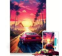 Puzzle da 1000 pezzi per adolescenti in stile retrò synthwave, gioco di logica, divertimento al chiuso, bordo premium, regalo memorabile (50x75cm)