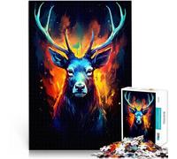 Puzzle da 1000 pezzi per adolescenti Incredibili cervi colorati Allena il tuo cervello e le tue mani è ideale come regalo per tutta la famiglia 38x52cm