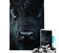 Puzzle da 1000 pezzi per adolescenti intenso ritratto di bisonte con occhi azzurri stimolante per la mente regalo di compleanno giocattolo decorativo da parete adatto a persone dai 14 anni in su