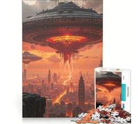 Puzzle da 1000 pezzi per adolescenti: invasione aliena su un paesaggio urbano, gioco rilassante, stimolante da completare, ideale per rafforzare il legame di coppia 50x75cm
