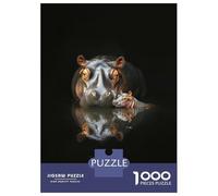 Puzzle da 1000 pezzi per adolescenti, ippopotamo, madre e polpaccio, gioco di pensiero, allenamento della memoria, divertimento per la casa, 52 x 38 cm/1000 pezzi