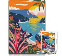 Puzzle da 1000 pezzi per adolescenti, Isole Eolie, illustrazione minimalista, divertimento in famiglia e serata di gioco, analisi e logica, regalo di compleanno, dimensioni 38x52cm