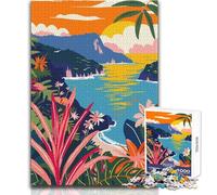 Puzzle da 1000 pezzi per adolescenti, Isole Eolie, illustrazione minimalista, gioco di sfida unico ma divertente e umoristico, regalo di compleanno, dimensioni 50x75cm