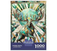 Puzzle Da 1000 Pezzi Per Adolescenti Jade Sun Elk Kintsugi Puzzle Per Adulti Gioco Pratico Ma Divertente E Umoristico Sfida Educativa 38x26cm/1000pcs