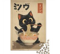 Puzzle Da 1000 Pezzi Per Adolescenti Japanese Cat Eating Ramen Puzzle Per Adulti Giochi Divertenti Regali Per Donne Per Compleanno, Natale 52x38cm/1000pcs
