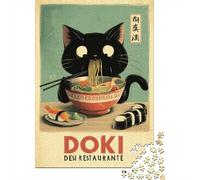 Puzzle Da 1000 Pezzi Per Adolescenti Japanese Cat Ramen Restaurant Puzzle Antistress Giocattoli Regalo Per Donne È Ideale Come Regalo 52x38cm/1000pcs