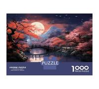 Puzzle Da 1000 Pezzi Per Adolescenti Japanese Garden with Full Moon Puzzle Per Adulti Gioco Pratico Vacanza A Casa Passa Il Tempo Aiuta Ad Allenare Il Cervello 38x26cm/1000pcs