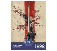 Puzzle Da 1000 Pezzi Per Adolescenti Japanese Sakura Katana Puzzle Giochi Per Famiglie Decorazione Murale Regali Unici Per Compleanno E Natale 38x26cm/1000pcs