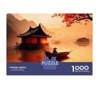 Puzzle Da 1000 Pezzi Per Adolescenti Japanese Sunset Boat Scene Puzzle Giochi Rilassanti Regali Per Donne Regali Di Natale E Compleanno 52x38cm/1000pcs