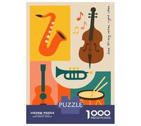 Puzzle Da 1000 Pezzi Per Adolescenti Jazz Instruments And Music Notes Puzzle Per Adulti Gioco Rompicapo Modello Di Assemblaggio Regali Per Amici E Familiari 52x38cm/1000pcs