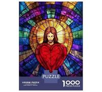 Puzzle Da 1000 Pezzi Per Adolescenti Jesus Sacred Heart Stained Glass Puzzle Per Adolescenti Giocattoli Antistress Regalo Di Compleanno, Natale 52x38cm/1000pcs