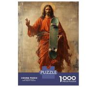 Puzzle Da 1000 Pezzi Per Adolescenti Jesus with Skateboard Puzzle Per Adulti Giocattolo Decorazione Da Parete Modello Da Assemblare Ottimo Regalo Per I Giocatori 38x26cm/1000pcs