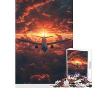 Puzzle da 1000 pezzi per adolescenti Jet che vola attraverso i cieli del tramonto Giocattoli fai da te Regali di Babbo Natale segreto Gioco educativo per compleanno Natale Dimensioni 38x52cm
