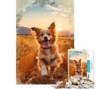 Puzzle da 1000 pezzi per adolescenti Joyful Bound Through Golden Fields puzzle per adulti giochi per famiglie migliora la memoria compleanni e occasioni speciali (38x52cm)