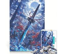 Puzzle da 1000 pezzi per adolescenti Katana sotto la pioggia al chiaro di luna decorazione da parete passatempo ideale per le vacanze a casa per rafforzare l'amore tra le coppie 38x26cm