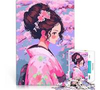 Puzzle da 1000 pezzi per adolescenti Kimono Anima Girl Sakura Retro Pixel Art Gioco impegnativo Adatto per la decorazione del desktop 38x26cm