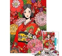Puzzle da 1000 pezzi per adolescenti kimono giapponese arte Kawaii puzzle per adolescenti migliora la memoria lista dei desideri con Babbo Natale gioco educativo per famiglie 38x26cm