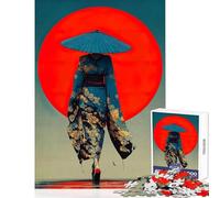 Puzzle da 1000 pezzi per adolescenti kimono giapponese con ombrello e sole rosso giocattoli per la decorazione della casa regali di Babbo Natale segreto gioco educativo aiuta a esercitare il cervello