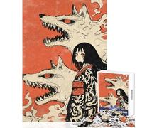 Puzzle da 1000 pezzi per adolescenti Kimono Girl Wolf Yokai Decorazione per la casa Giocattoli Regali di Babbo Natale segreto Gioco educativo Aiuta il cervello a esercitare Dimensioni 38x26cm