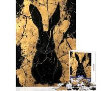 Puzzle da 1000 pezzi per adolescenti Kintsugi Coniglio nero su oro Giocattoli fai da te Regali di compleanno Gioco rompicapo Adatto per la decorazione del desktop Dimensioni 38x52cm