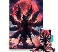 Puzzle da 1000 pezzi per adolescenti,Kitsune Volpe Luna di Sangue,disegno a intaglio preciso,gioco per allenare la mente,momento di relax,divertimento per il compleanno 38x26cm