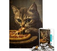 Puzzle da 1000 pezzi per adolescenti Kitty's Pizza Feast sfida per l'intelligenza giocattolo avvincente giochi per famiglie un'opera d'arte idee regalo (dimensioni 38x26cm)