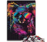 Puzzle da 1000 pezzi per adolescenti, Koala con cuffie e occhiali da sole, puzzle da 1000 pezzi, regali di compleanno unici per ragazzi dai 14 anni in su, 38x26cm