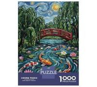 Puzzle Da 1000 Pezzi Per Adolescenti Koi Pond with Japanese Bridge Puzzle Per Adolescenti Giochi Rilassanti Migliora La Memoria Regali Per Amici E Familiari 38x26cm/1000pcs