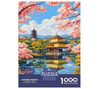 Puzzle Da 1000 Pezzi Per Adolescenti Kyoto Golden Pavilion Cherry Blossoms Puzzle Per Adulti Antistress Giocattoli Migliorano La Memoria Ideale Come Regalo 38x26cm/1000pcs