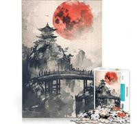 Puzzle da 1000 pezzi per adolescenti "La magia sotto la luna rossa" giocattolo antistress attività divertenti da fare a casa ideale come regalo 38x26cm