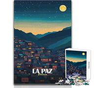 Puzzle da 1000 pezzi per adolescenti La Paz, Bolivia Paesaggio notturno Illustrazione Bellissimo gioco di design Sfida difficile Giocattoli antistress Dimensioni 50x75cm