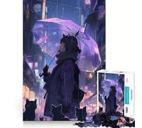 Puzzle da 1000 pezzi per adolescenti,"La signora dei gatti nel mondo dei gatti",gioco di incastro preciso,sfida mentale,divertimento rilassante,scena natalizia (38x26cm)