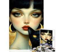 Puzzle da 1000 pezzi per adolescenti La strega e il gatto nero giocattoli antistress regali di Babbo Natale segreto gioco rompicapo impegnativo da completare dimensioni 38x26cm