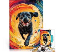 Puzzle da 1000 pezzi per adolescenti Labrador nero dai colori vorticosi apprendimento educativo Giocattoli per la decorazione della casa 38x26cm